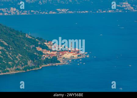 Vue aérienne de Perast au Monténégro Banque D'Images