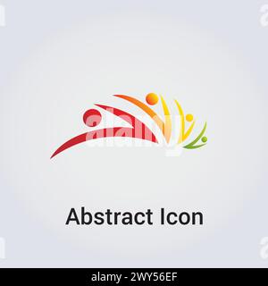 Abstrait icône logo Design formes primaires silhouettes personnes danse Star Circle Clover divers réseaux de communications Arc-en-ciel couleurs vecteur Illustration de Vecteur