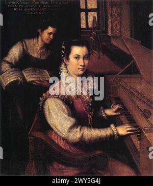 Autoportrait aux Virginals avec un serviteur, 1577, huile sur toile, 27 x 24 cm, Rome, Accademia di San Luca Lavinia Fontana Banque D'Images