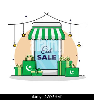 Illustration vectorielle de concept de vente spéciale EID pour publication de médias sociaux Illustration de Vecteur