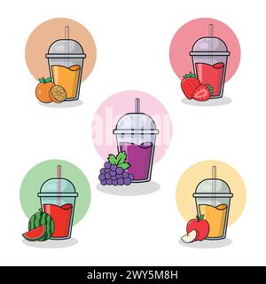 Collection d'illustration vectorielle de jus de fruit. Concept de jus de fruits frais Illustration de Vecteur