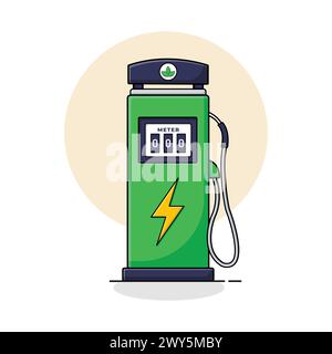 Illustration vectorielle de station de charge de voiture électrique écologique Illustration de Vecteur