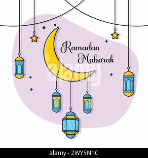 Design élégant de poste de voeux islamique spécial Ramadan Illustration de Vecteur