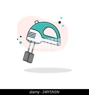 Illustration vectorielle du mélangeur à main de cuisine. Conception de concept d'équipement de cuisine Illustration de Vecteur