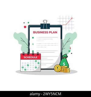 Illustration vectorielle de la liste de contrôle des données de la stratégie de budgétisation et du plan d'affaires Illustration de Vecteur