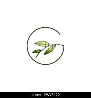 Logo G Leaf Growth. Icône lettre G. Illustration de Vecteur