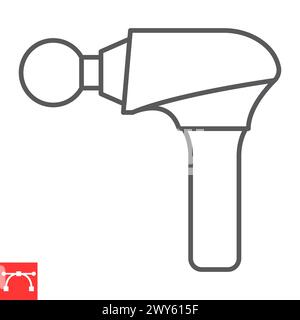 Icône de ligne de pistolet de massage, chiropraticien et physiothérapie, icône vectorielle de dispositif de massage, graphiques vectoriels, signe de contour de course modifiable, eps 10. Illustration de Vecteur
