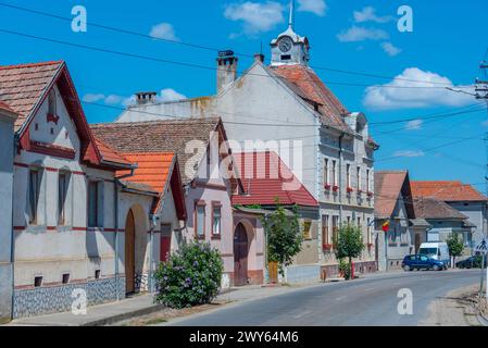 Maisons saxonnes typiques dans le village roumain Calnic Banque D'Images