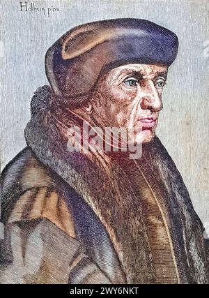 Desiderius Erasmus von Rotterdam oder nur Erasmus genannt geb. 28. Oktober 1466/1467/1469 à Rotterdam, Gest. 11./12. Juillet 1536 à Bâle guerre ein niede Banque D'Images