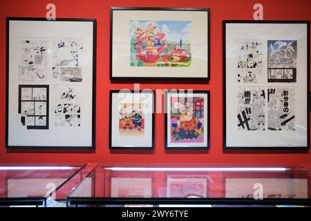 Madrid, Espagne. 04th Apr, 2024. Vue de l'exposition 'L'ART DU MANGA' au COAM à Madrid, 4 avril 2024 Espagne crédit : Sipa USA/Alamy Live News Banque D'Images