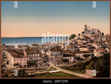 CANNES RIVIERA FRANCE Vintage Photochrom vieille ville de Cannes des années 1890. Photographie chromolithographique victorienne Côte d'Azur Sud de la France Banque D'Images