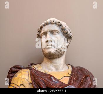 Tête en marbre de l'empereur romain Hadrien (AD 76 - AD 138), c. 1650-60 Banque D'Images