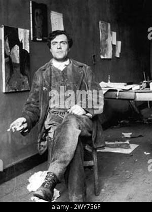 AMEDEO MODIGLIANI (1884-1920) peintre et sculpteur italien vers 1918 Banque D'Images