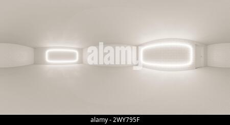 Design intérieur minimaliste moderne d'une pièce blanche vide avec éclairage unique 360 panorama vr carte de l'environnement Banque D'Images