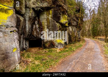 Une randonnée printanière à travers la vallée de Kirnitzschtal en Suisse saxonne - Saxe - Allemagne Banque D'Images