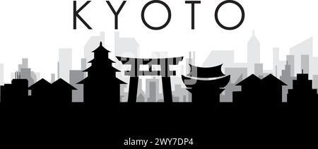 Panorama urbain de KYOTO, JAPON Illustration de Vecteur