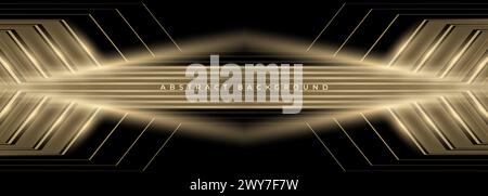 Fond noir et or de luxe abstrait avec des flèches et des angles. Fond de luxe élégant avec des flèches d'or 3d géométriques. Illustration vectorielle Illustration de Vecteur
