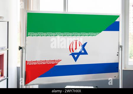 Image stock des drapeaux Iran et Israël Banque D'Images