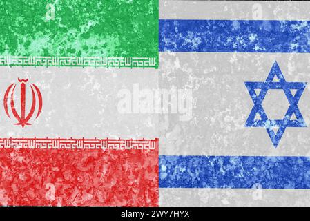 Image stock des drapeaux Iran et Israël Banque D'Images