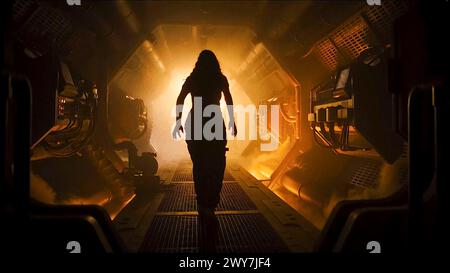 Alien : Romulus (2024) réalisé par Fede Alvarez et mettant en vedette Isabela Merced dans le rôle de Kay. Alors qu'il fouille les extrémités profondes d'une station spatiale abandonnée, un groupe de jeunes colonisateurs de l'espace se retrouvent face à face avec la forme de vie la plus terrifiante de l'univers. Publicité encore ***USAGE ÉDITORIAL SEULEMENT***. Crédit : BFA / 20th Century Studios Banque D'Images