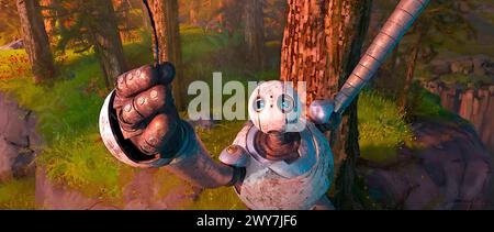 Le robot sauvage (2024) réalisé par Chris Sanders avec Pedro Pascal, Stephanie Hsu et Lupita Nyong'o. Après un naufrage, un robot intelligent appelé Roz est bloqué sur une île inhabitée. Pour survivre à l'environnement rude, Roz se lie avec les animaux de l'île et prend soin d'un bébé oie orphelin. Publicité encore ***USAGE ÉDITORIAL SEULEMENT***. Crédit : BFA / Universal Pictures Banque D'Images