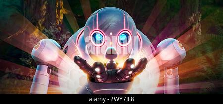 Le robot sauvage (2024) réalisé par Chris Sanders avec Pedro Pascal, Stephanie Hsu et Lupita Nyong'o. Après un naufrage, un robot intelligent appelé Roz est bloqué sur une île inhabitée. Pour survivre à l'environnement rude, Roz se lie avec les animaux de l'île et prend soin d'un bébé oie orphelin. Publicité encore ***USAGE ÉDITORIAL SEULEMENT***. Crédit : BFA / Universal Pictures Banque D'Images