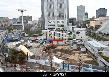 Tokyo Dome City en rénovation – Koraku, Bunkyo City, Tokyo, Japon – 29 février 2024 Banque D'Images