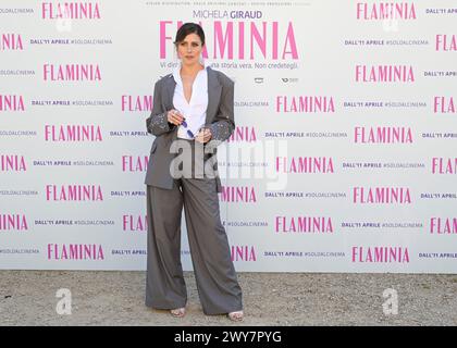 Rome, Italie. 04th Apr, 2024. Francesca Valtorta assiste au photocall du film 'Flaminia' à la Casa del Cinema Villa Borghese. Crédit : SOPA images Limited/Alamy Live News Banque D'Images