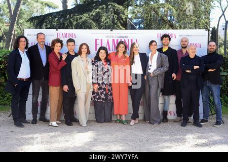 Rome, Italie. 04th Apr, 2024. Le casting pendant Photocall Movie Flaminia. Rome (Italie), 04 avril, 2024 crédit : massimo insabato/Alamy Live News Banque D'Images