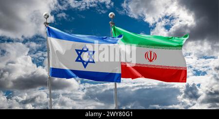 Image stock des drapeaux Iran et Israël Banque D'Images