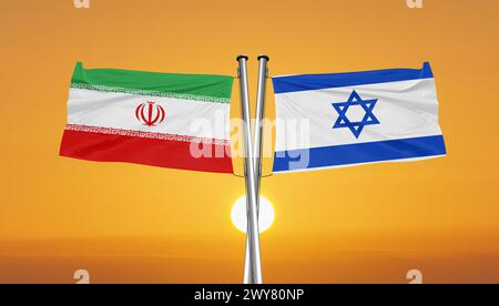 Image stock des drapeaux Iran et Israël Banque D'Images