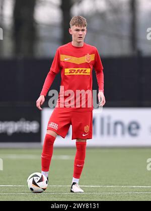 AMSTERDAM - Villads Rutkjaer FC Nordsjaelland U17 lors du match Ajax future Cup 2024 entre CF Pachuca O17 et FC Nordsjaelland O17 au complexe sportif de Toekomst le 1er avril 2024 à Amsterdam, pays-Bas. ANP | Hollandse Hoogte | GERRIT VAN COLOGNE Banque D'Images