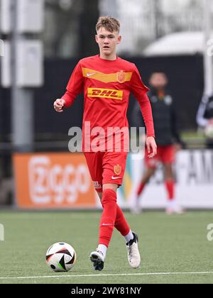 AMSTERDAM - Villads Rutkjaer FC Nordsjaelland U17 lors du match Ajax future Cup 2024 entre CF Pachuca O17 et FC Nordsjaelland O17 au complexe sportif de Toekomst le 1er avril 2024 à Amsterdam, pays-Bas. ANP | Hollandse Hoogte | GERRIT VAN COLOGNE Banque D'Images