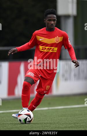 AMSTERDAM - Prince Amoako FC Nordsjaelland U17 lors du match Ajax future Cup 2024 entre CF Pachuca O17 et FC Nordsjaelland O17 au complexe sportif de Toekomst le 1er avril 2024 à Amsterdam, pays-Bas. ANP | Hollandse Hoogte | GERRIT VAN COLOGNE Banque D'Images