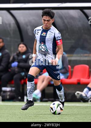 AMSTERDAM - Edwin Soto de CF Pachuca U17 lors du match Ajax future Cup 2024 entre CF Pachuca O17 et FC Nordsjaelland O17 au complexe sportif de Toekomst le 1er avril 2024 à Amsterdam, pays-Bas. ANP | Hollandse Hoogte | GERRIT VAN COLOGNE Banque D'Images