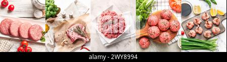 Collage de viande fraîche sur fond clair Banque D'Images