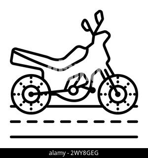 Icône de vecteur de ligne noire de moto, transport mobile moderne, pictogramme de vue latérale de moto, véhicule à deux roues Illustration de Vecteur