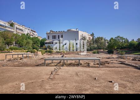 Ancien site archéologique d'Aristote Lyceum Lykeion à Athènes, capitale de la Grèce le 16 août 2023 Banque D'Images