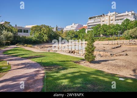 Ancien site archéologique d'Aristote Lyceum Lykeion à Athènes, capitale de la Grèce le 16 août 2023 Banque D'Images