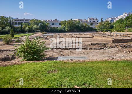 Ancien site archéologique d'Aristote Lyceum Lykeion à Athènes, capitale de la Grèce le 16 août 2023 Banque D'Images