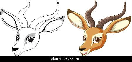 Illustration vectorielle d'une antilope, colorée et délimitée Illustration de Vecteur