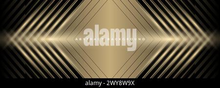 Fond abstrait de luxe noir et or avec cadre doré, flèches et angles. Illustration vectorielle Illustration de Vecteur