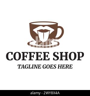 Illustration de logo vectoriel d'une tasse à café et des lèvres Illustration de Vecteur