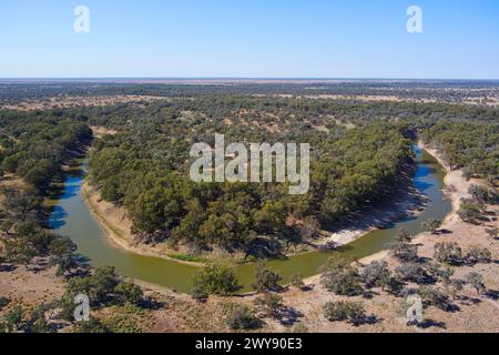 Aérien de la rivière Darling près du village riverain reculé de Tilpa New South Wales Australie Banque D'Images