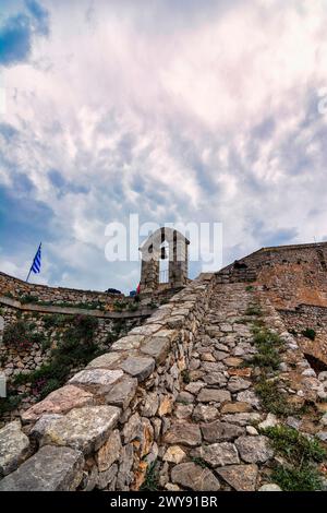 Clocher dans la forteresse de Palamidi, Grèce. Palamidi est une forteresse à l'est de l'Acronauplie dans la ville de Nauplie dans la région du Péloponnèse de Sou Banque D'Images