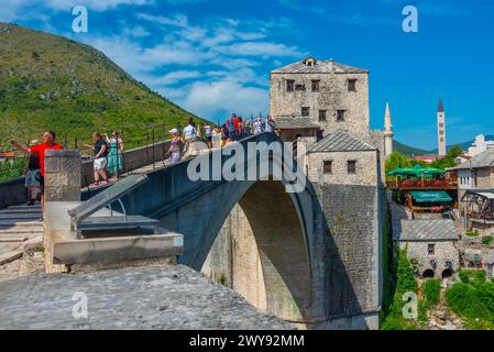 Mostar, Bosnie-Herzégovine, 14 juillet 2023 : Vieux pont de Mostar en Bosnie-Herzégovine Banque D'Images