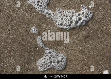 Toutes les textures trouvées près de Beach Pier Like Old Boat, Sand, Moss, Broken Concrete, Painted Metals, pavés, empreintes de pieds Banque D'Images