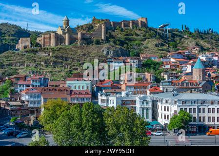 Tbilissi, Géorgie, 10 septembre 2023 : vue panoramique de la forteresse de Narikala à Tbilissi, Géorgie Banque D'Images