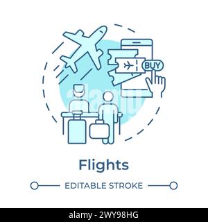 Icône de concept Flights bleu doux Illustration de Vecteur