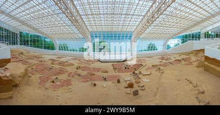 Lepenski Vir, Serbie, 26 juillet 2023 : village paléolithique à Lepenski Vir en Serbie Banque D'Images